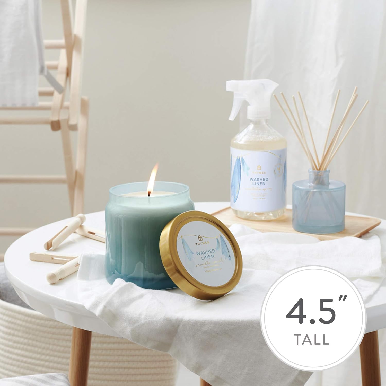 Thymes Washed Linen Poured Candle - Thumbnail 4