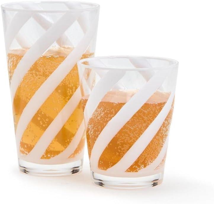 24 oz drinking glasses Two's Company Interlaced Opaque White Drinking Glasses In 2 Sizes
